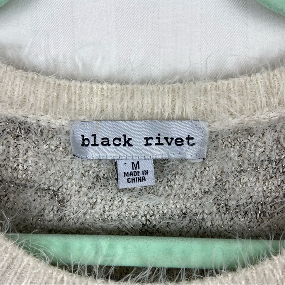 White Snow Leopard Metallic Sweater Medium - Picture 3 of 7